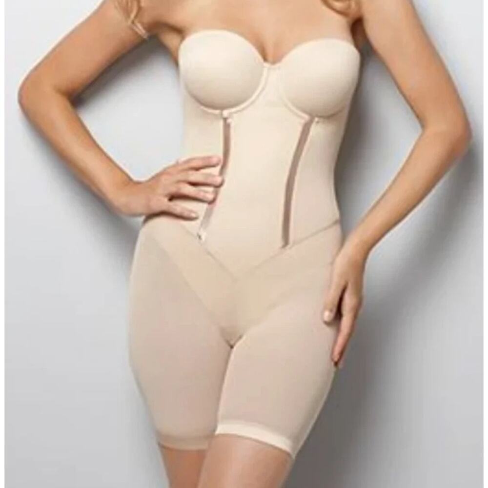Flexees Easy-Up Strapless Unitard #2356 Beige Nude Body Shaper 38C
